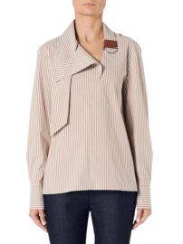 TIBI - KAIA STRIPED ASYMMETRIC COLLARED SHIRT at Saks Fifth Avenue